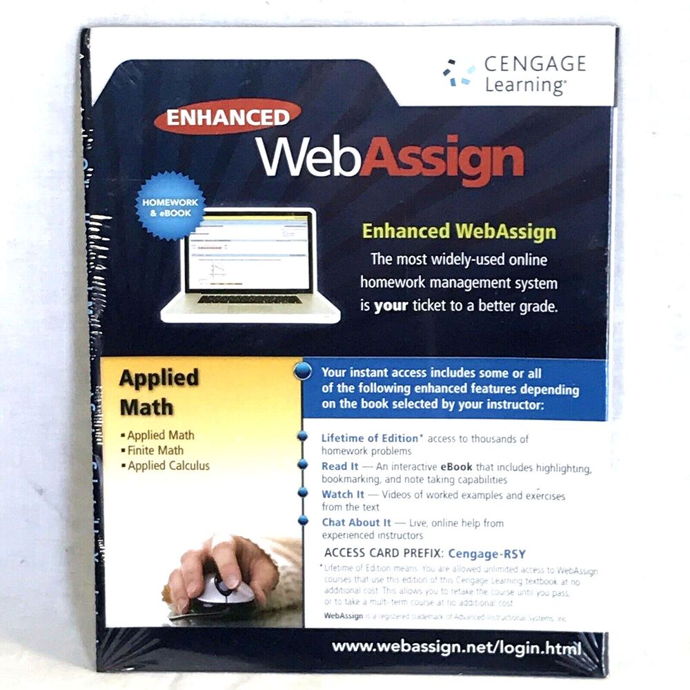 Enhanced WebAssign Applied Math Calculus Cengage Learning NEW Sealed Homework - Picture 11 of 11